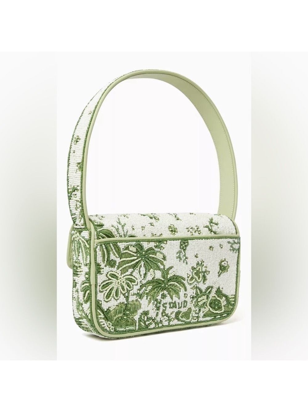 RARE Staud Tommy Beaded Bag - Green and‎ White NWT - Picture 2 of 10